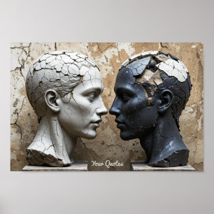 Contrasting Plaster and Obsidian Busts Poster