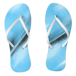 Contrasting Turquoise and Black Vanishing Shapes Jandals