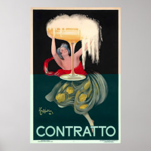 Contratto Food and Beverage Vintage Travel Poster