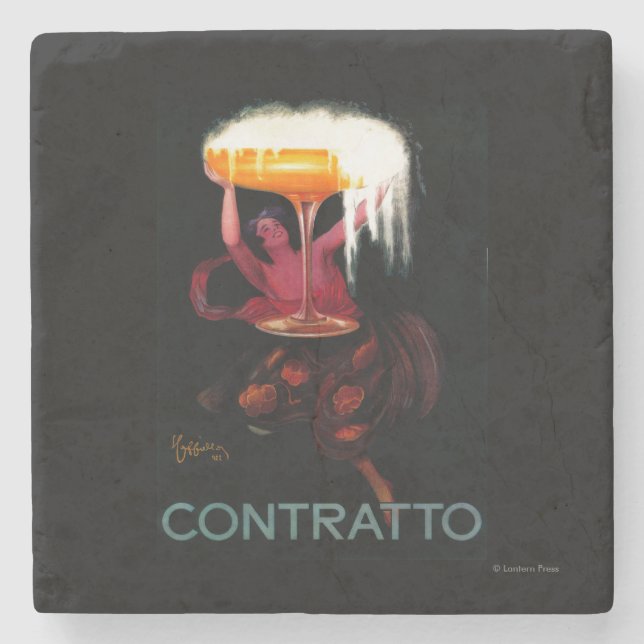 Contratto Vintage PosterEurope Stone Coaster (Front)