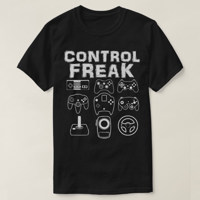 CONTROL FREAK Funny Retro Video Game Player Teen B T-Shirt (Design Front)
