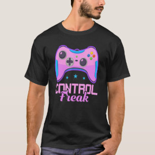 Control Freak Gamer Girl Vaporwave Retro Video Gam T-Shirt