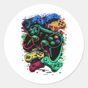 Control Gamer Video Game Controller 1 Classic Round Sticker