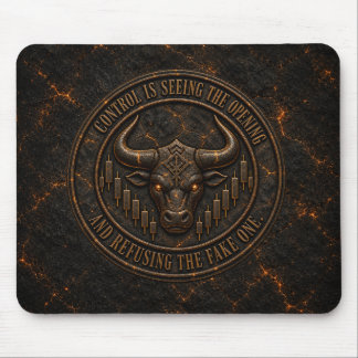 Control Is Seeing the Opening | Dark Ember Bull Mouse Pad