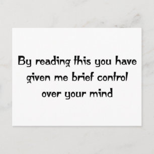 Control over your mind postcard