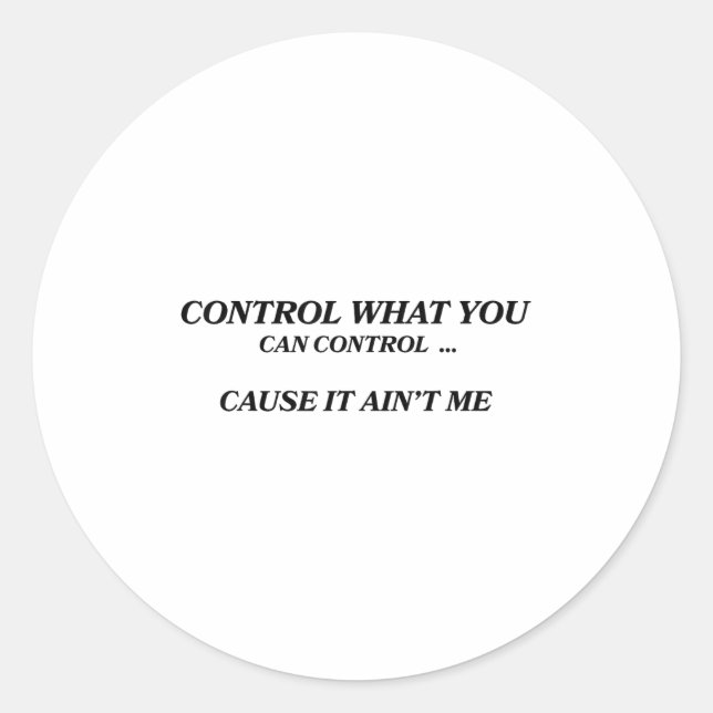 Control What You Can Control Cause It Ain't Me Fun Classic Round Sticker (Front)