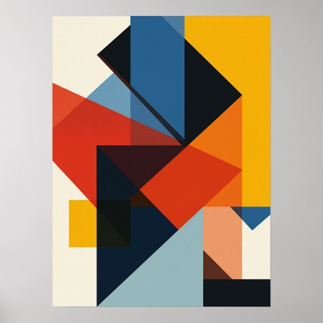 Controlled Chaos Grid Geometric Abstract Art Poster (Front)