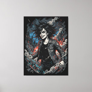 Controlled Chaos Punk Girl   Urban Grunge Rebel Ar Canvas Print