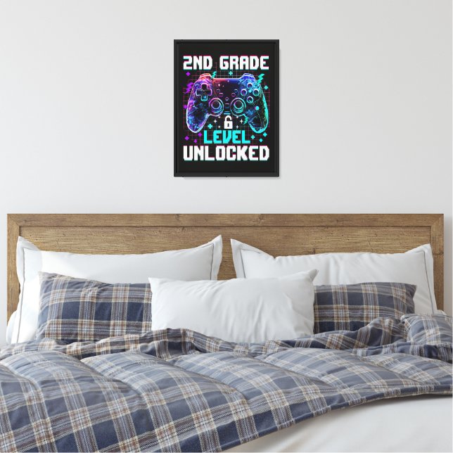 Controller 2nd Grade Level Unlocked First Day  Canvas Print (Insitu(Bedroom))