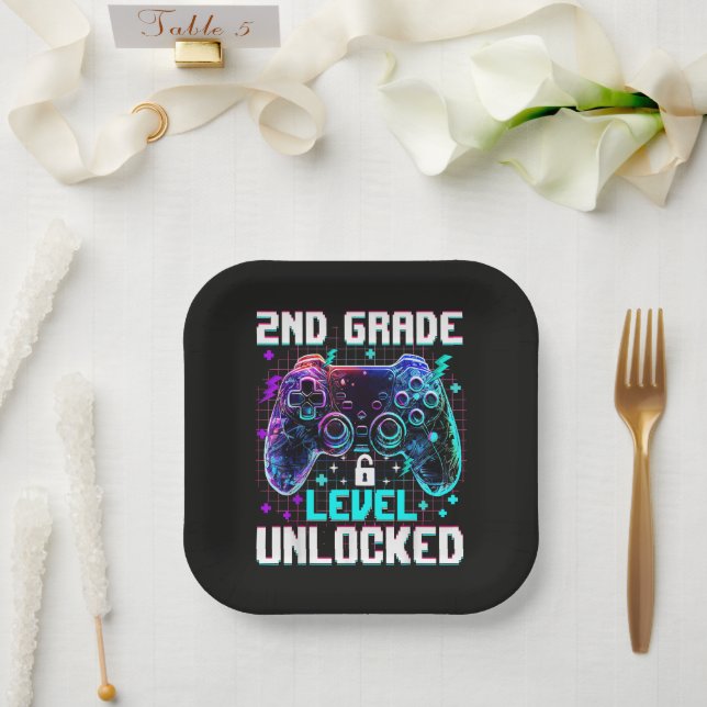 Controller 2nd Grade Level Unlocked First Day  Paper Plate (Wedding)