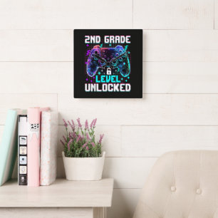 Controller 2nd Grade Level Unlocked First Day Square Wall Clock