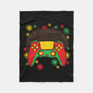 Controller Afro Black History Month Gaming Gamer 1 Fleece Blanket