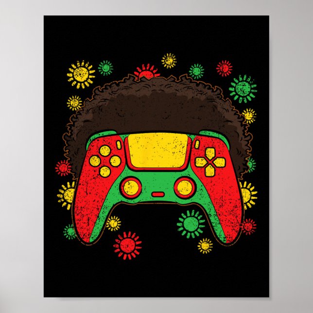Controller Afro Black History Month Gaming Gamer 1 Poster (Front)