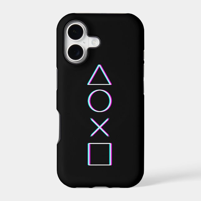 Controller Buttons Neon Glitch Art Gamer (Back)