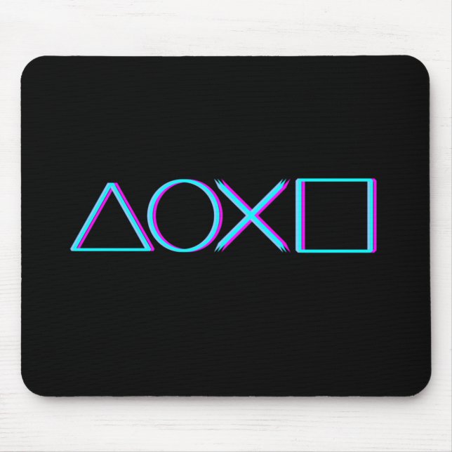 Controller Buttons Neon Glitch Art Gamer Mouse Pad (Front)