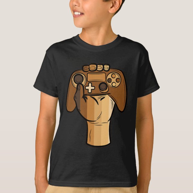 Controller Fist Black History Blm Gaming Gamer 1  T-Shirt (Front)
