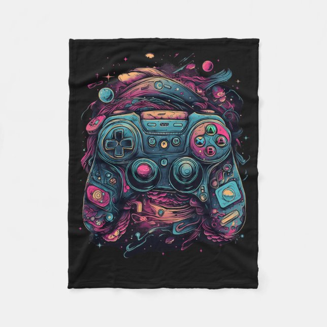 Controller Gaming Rave Gamer Nerd Abstract Pc Game Fleece Blanket (Front)