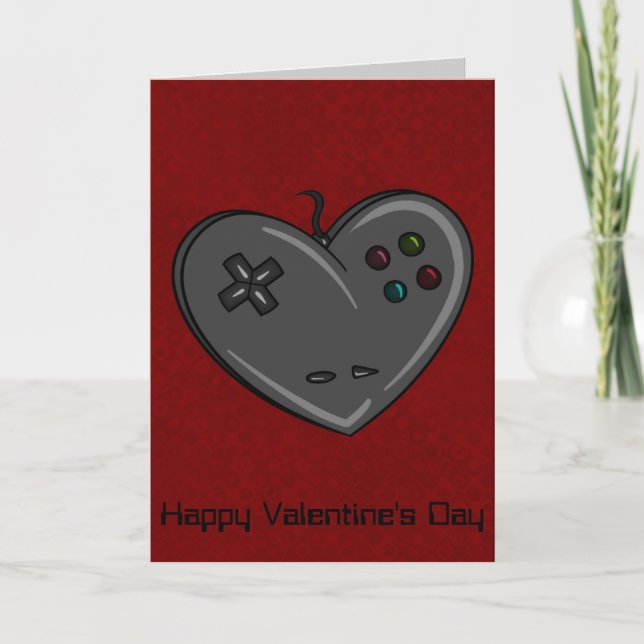 Controller Heart Gamer Valentine Holiday Card (Front)