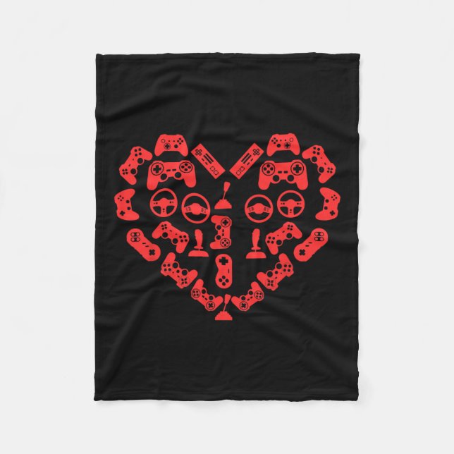 Controller Heart Valentines Day Cool Gaming Gamer  Fleece Blanket (Front)
