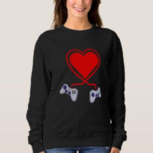 Controller Heart Video Gamers Funny Valenines Day Sweatshirt