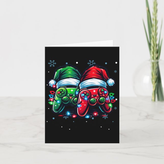 Controller Santa Hat Christmas Gaming X-mas Gamer  Card (Front)
