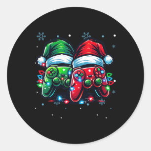 Controller Santa Hat Christmas Gaming X-mas Gamer  Classic Round Sticker