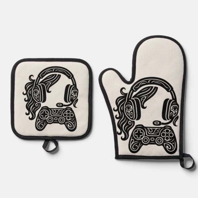 Controller Totems Oven Mitt & Pot Holder Set (Front)