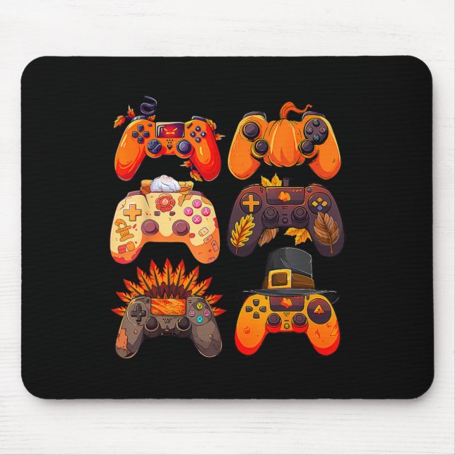 Controllers Fall Gaming Video Game Turkey Thanksgi Mouse Pad (Front)