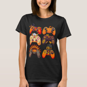 Controllers Fall Gaming Video Game Turkey Thanksgi T-Shirt