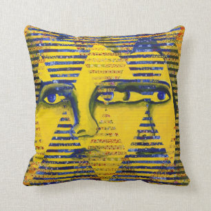 Conundrum II – Golden & Sapphire Goddess Cushion