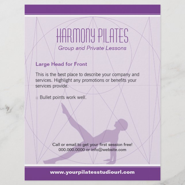 Convergent Lines Purple Pilates Flyer (Front)