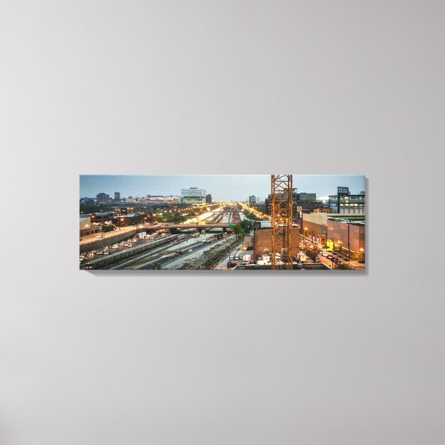 Converging Chicago Highways Panaramic Canvas Print (Front)