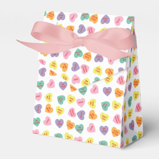 Conversation Candy Hearts Favour Box (Front Side)