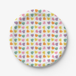 Conversation Candy Hearts Paper Plates
