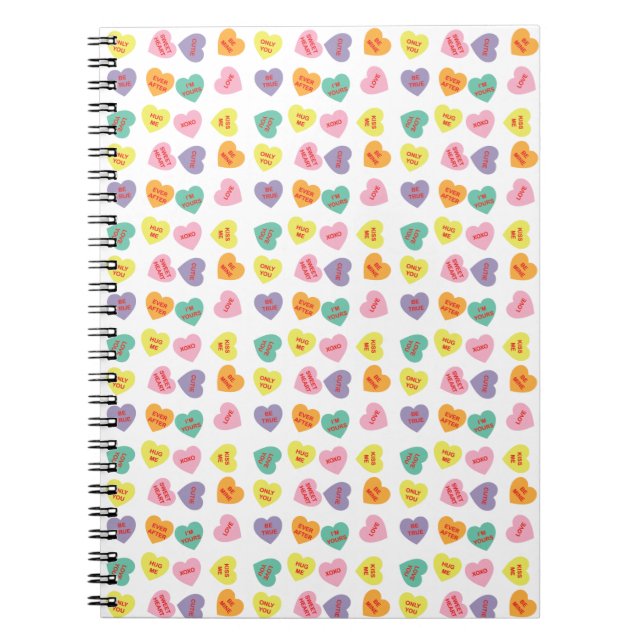 Conversation Candy Hearts Spiral Notebook (Front)