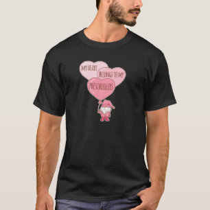 Conversation Heart Gnome Valentines Day Preschool  T-Shirt