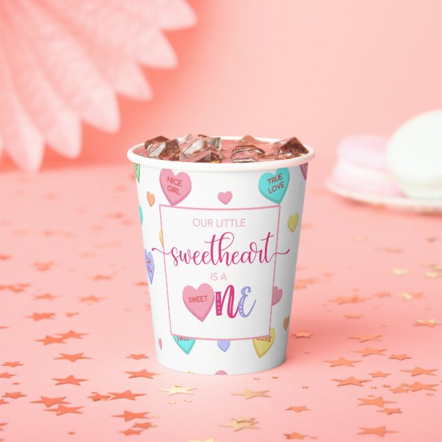 Conversation Hearts 1st Birthday Party Cup (Insitu)