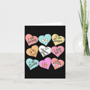 Conversation Hearts Groovy Valentines Day Cute Tea Card