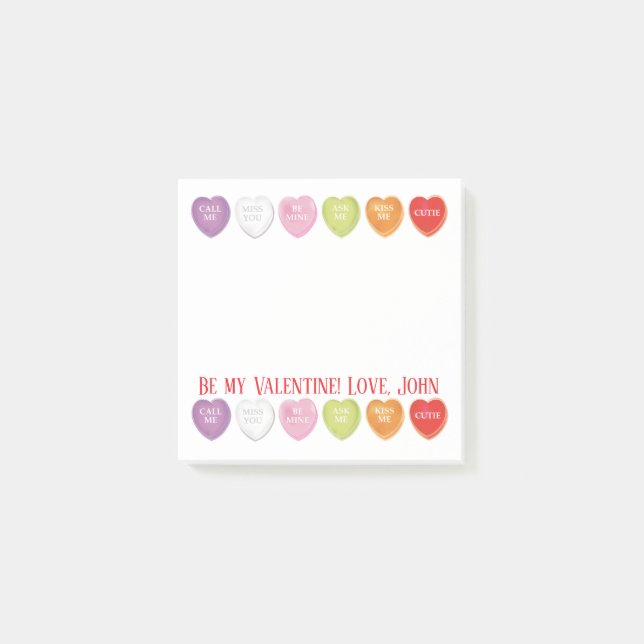 Conversation Hearts Personalised post it notes (Front)