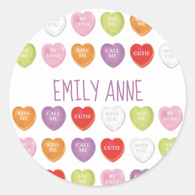 Conversation Hearts Personalised Stickers (Front)