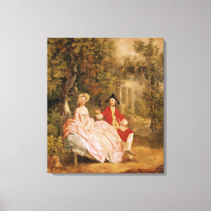 Conversation in a Park, portrait of the artist and Canvas Print