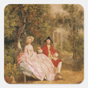 Conversation in a Park, portrait of the artist and Square Sticker