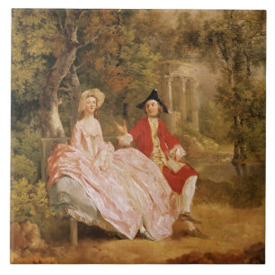 Conversation in a Park, portrait of the artist and Tile