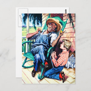 Conversation with Dad Vintage Art Postcard