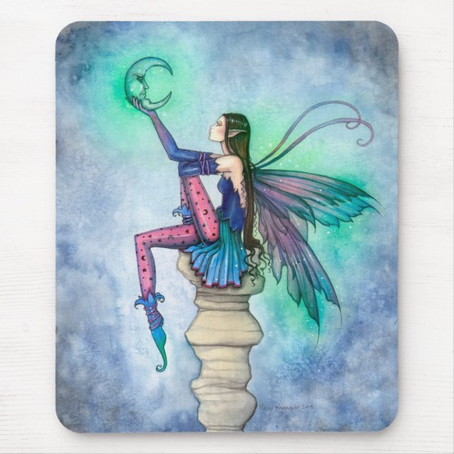 Conversation with the Moon Fairy Fantasy Art Mouse Pad (Front)