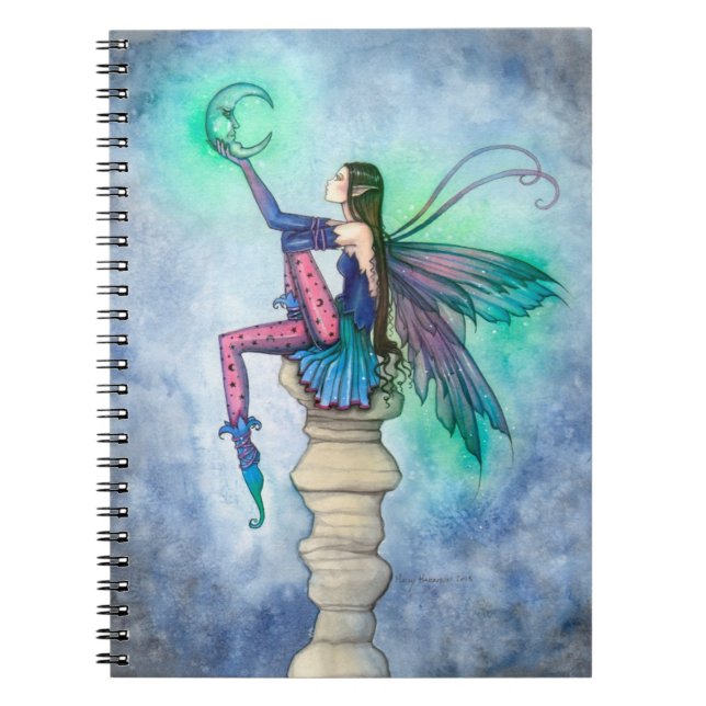 Conversation with the Moon Fairy Fantasy Art Spiral Notebook (Front)