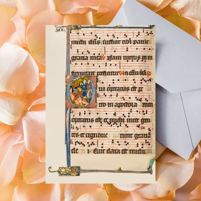 Conversion of saint Paul Mediaeval Manuscript Postcard (Conversion of saint Paul Medieval Manuscript Catholic Christian Postcard)