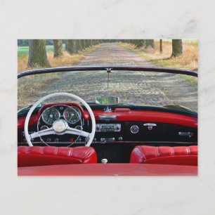CONVERTIBLE RED SPORTSCAR POSTCARD
