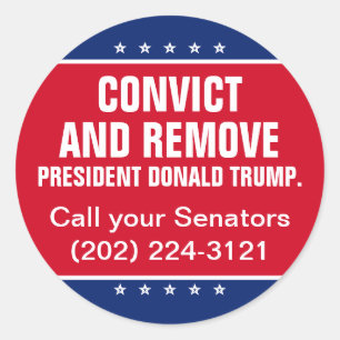 Convict and Remove Senate President Donald Trump Classic Round Sticker
