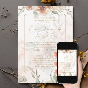 Convite de Casamento  Folhas Verdes Portuguese Invitation